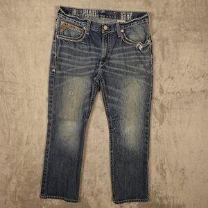 Ariat M4 Low Rise Bootcut Men’s Jeans 34x32 Blue Distressed Durango Denim - Fair